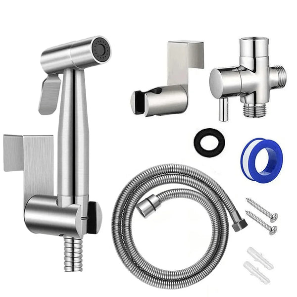 Stainless steel handheld bidet sprayer with hose and attachments