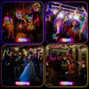 A collage of four scenes showing glow stick parties, sports events, weddings, and holidays.