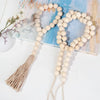 Handcrafted Natural Wood Bead Garland with Tassels for Boho & Farmhouse Decor