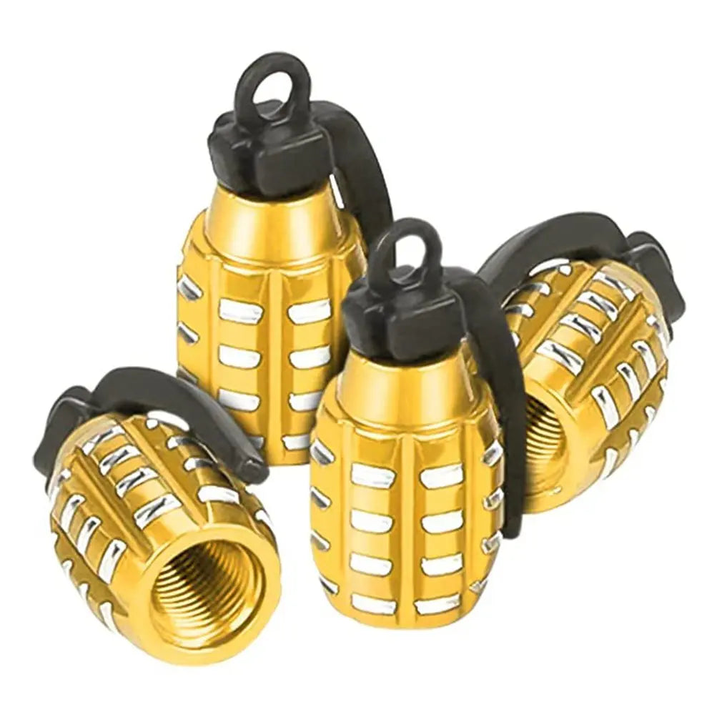 Aluminum Grenade-Style Tire Valve Caps (Set of 4)