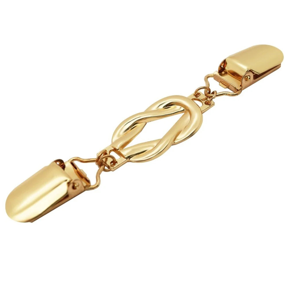 Goldfarbener Taillenschmuck und Hemdklemme-Set mit geflochtenem Kettendetail