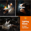 Close-up of hands using waterproof LED half-finger gloves to perform tasks like typing and cleaning.