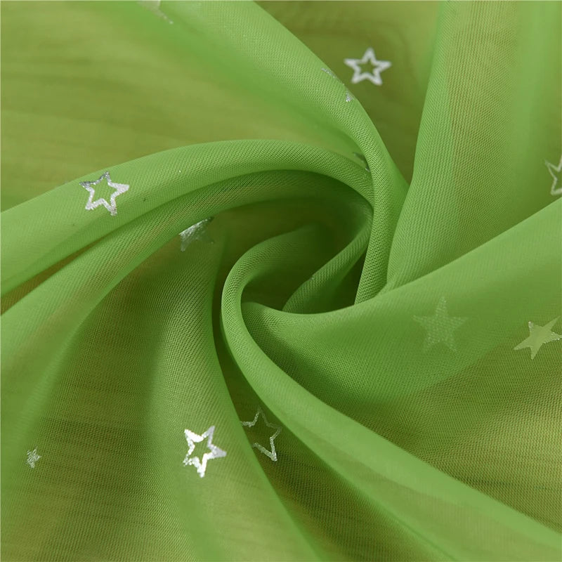 Silver Star Sheer Curtain with Hot Stamping Detail