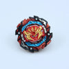 A metal battle spinning top featuring red and blue accents with a gold dragon design.