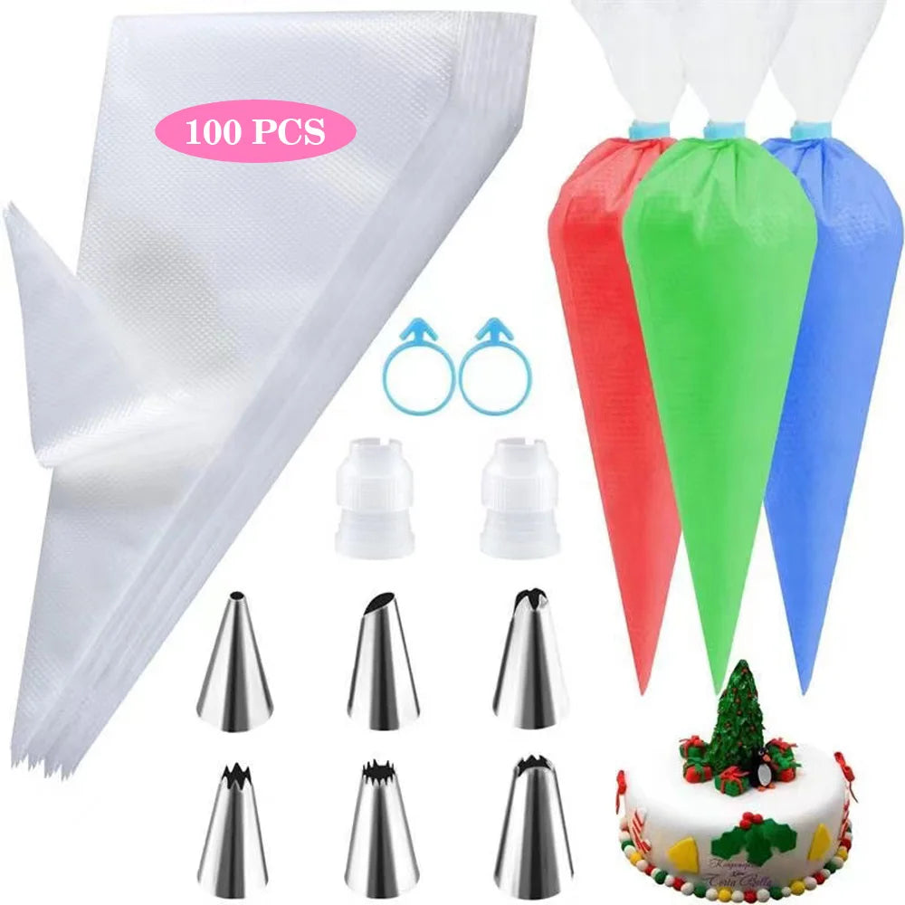 Reusable Silicone Piping Bag and Nozzle Set for Cake Decorating