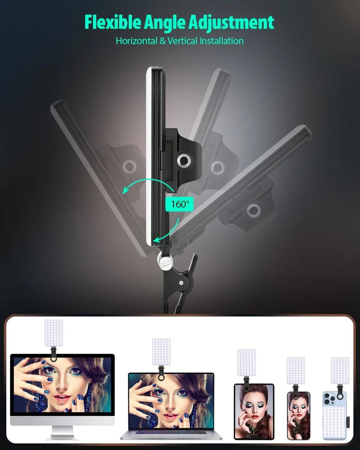 Portable LED Clip-On Selfie Light with 3 Modes