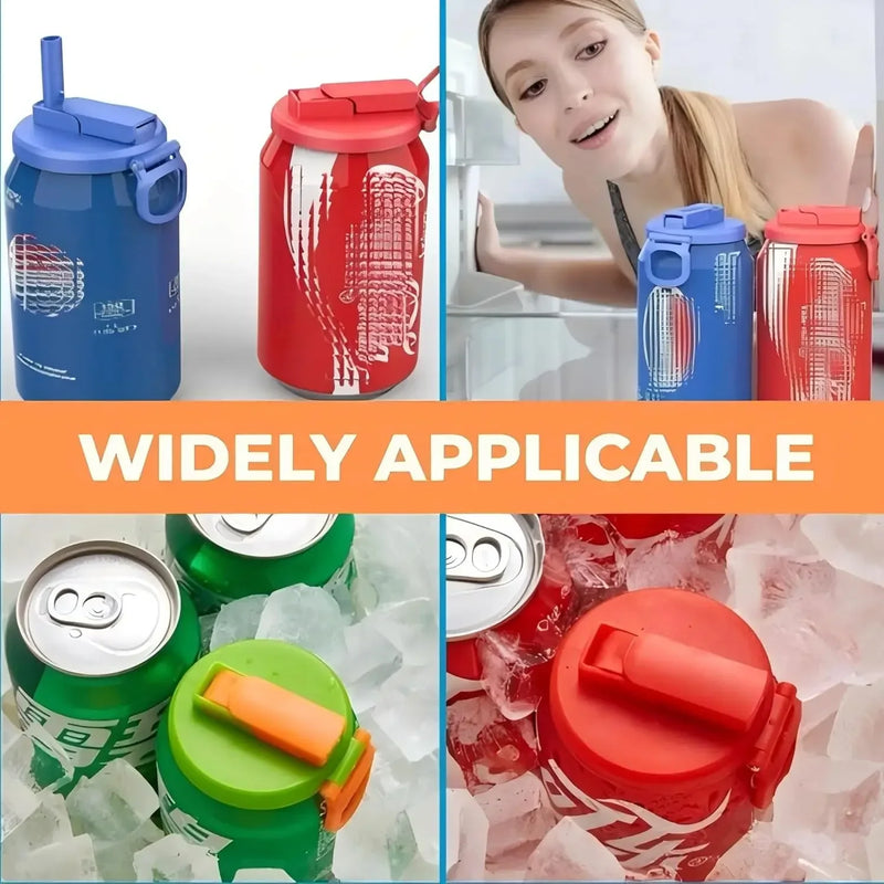 Reusable Silicone Can Lids with Straws