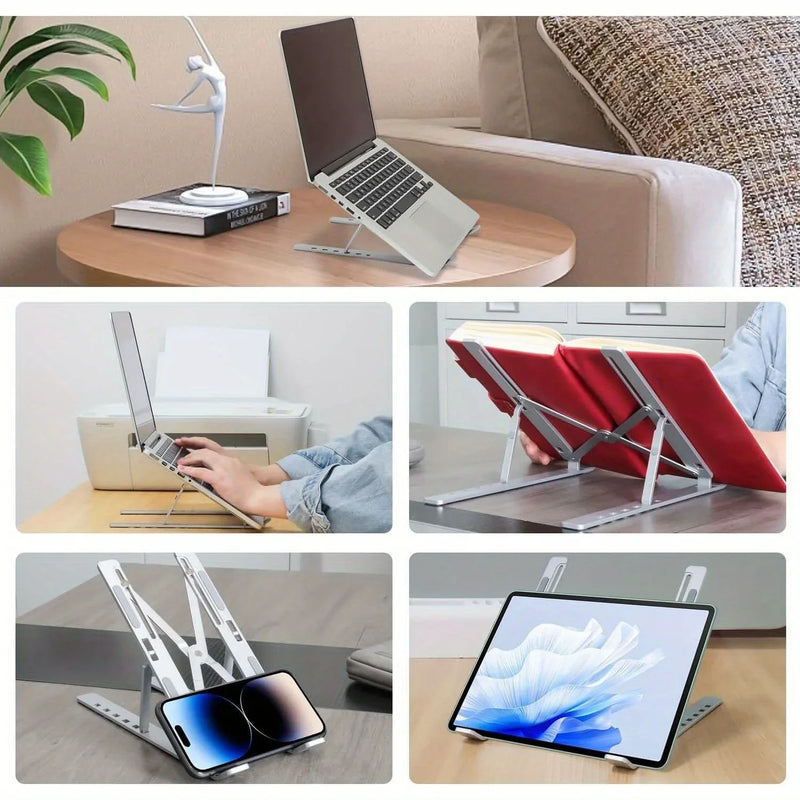 Adjustable Aluminum Laptop Stand - 6 Height Settings for 8-16" Laptops