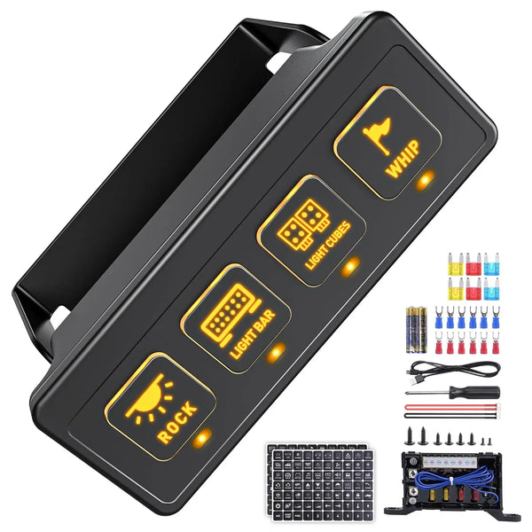 Wireless 4-Gang Switch Panel for 12V/24V Vehicles