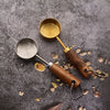 Stainless Steel Measuring Cup and Spoon Set with Wooden Handles