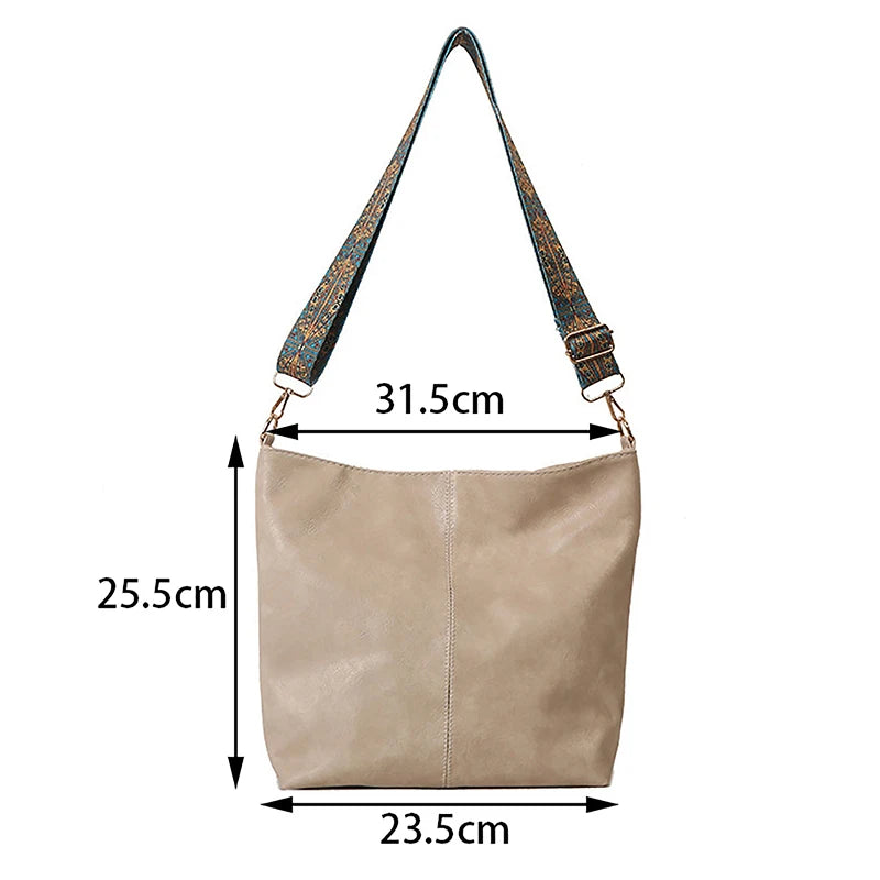 PU Leather Vintage Bucket Sling Bag