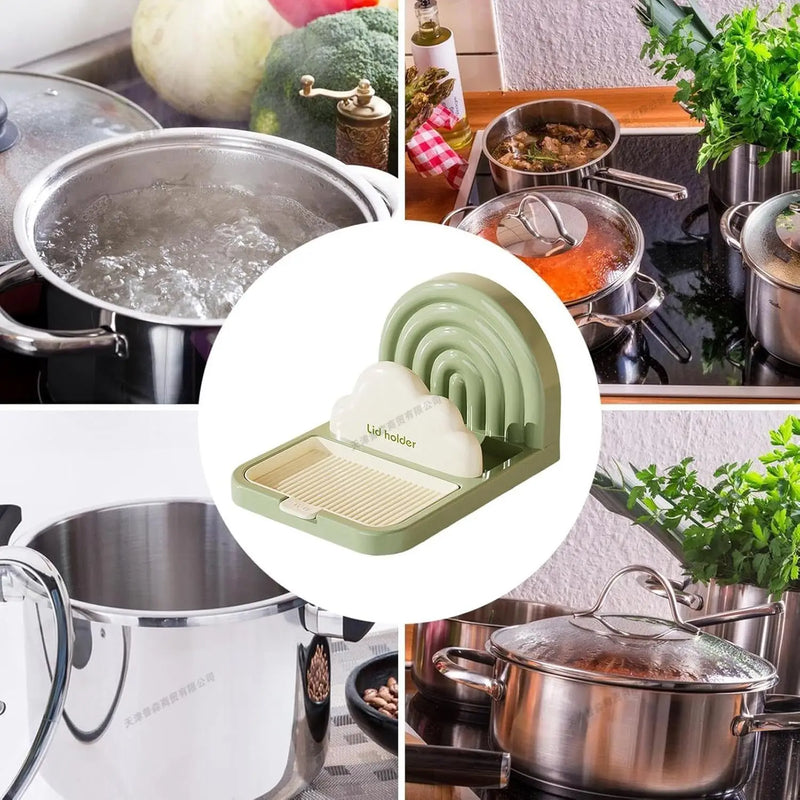 Countertop Pot Lid Organizer with Drip Tray