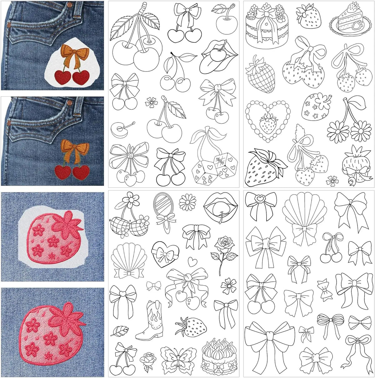 Pre-Printed Water-Soluble Embroidery Stabilizer Sheets with Floral & Letter Patterns