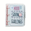 A clear plastic binder for a cash savings challenge with envelope storage featuring the text $1000 savings challenge