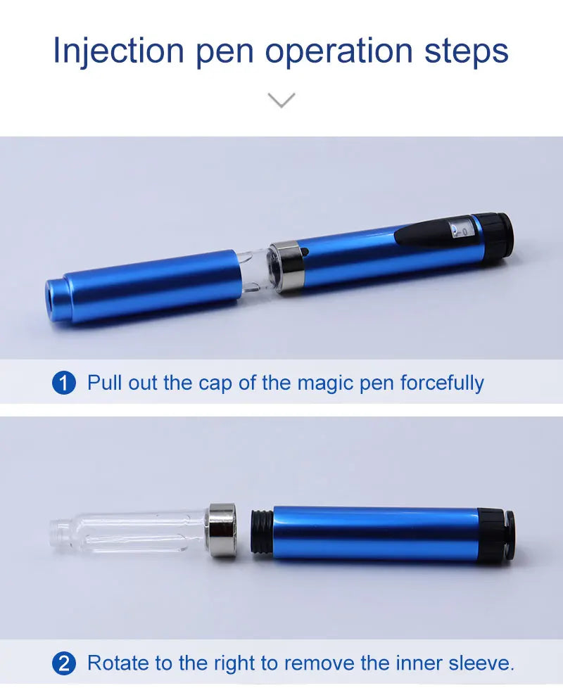 Reusable Metal Injection Pen - Adjustable Dosage 0-60 IU with Carrying Case