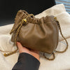 PU Leather Pleated Hobo Crossbody Bag