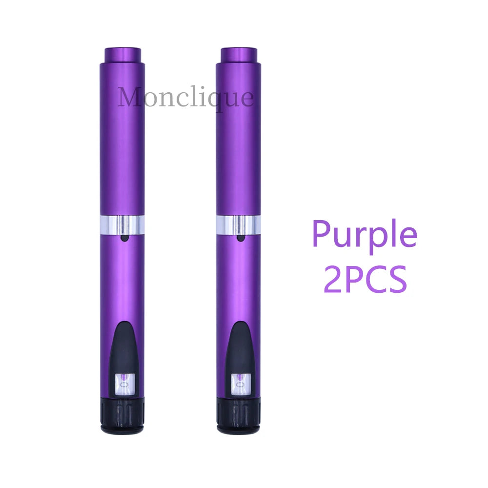 Two purple Monclique reusable metal injection pens displayed vertically.