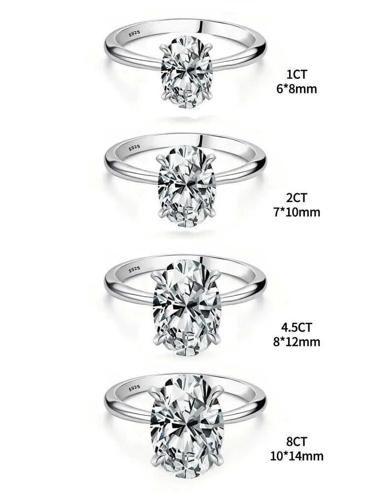 Oval Sterling Silber Verlobungsring