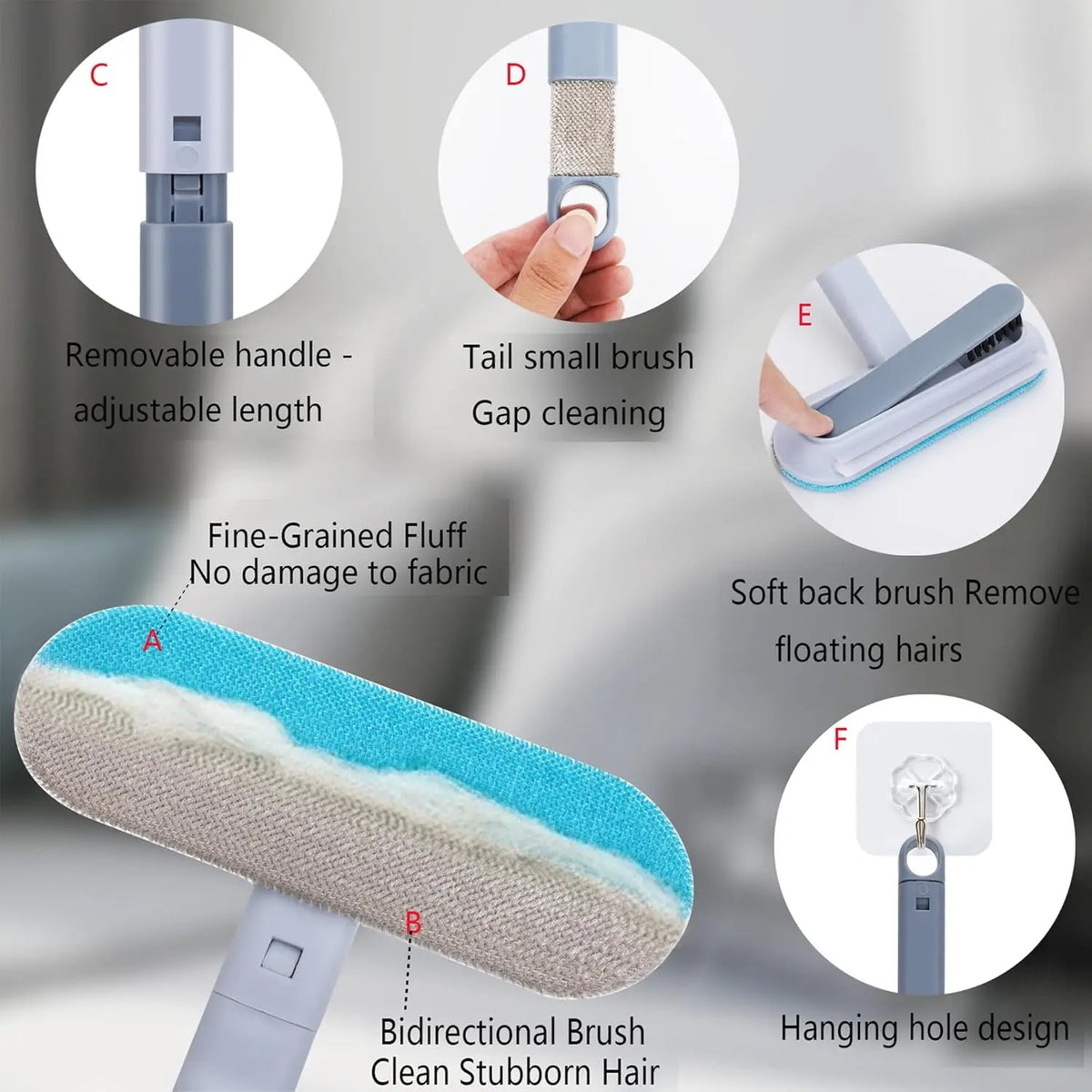 4-in-1 Reusable Pet Hair Remover with Long Handle