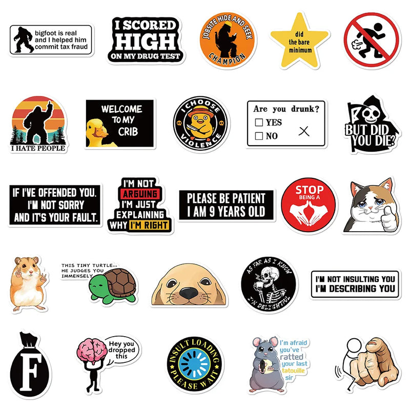 Snarky Meme Vinyl Stickers - Funny Doodle Art Decals