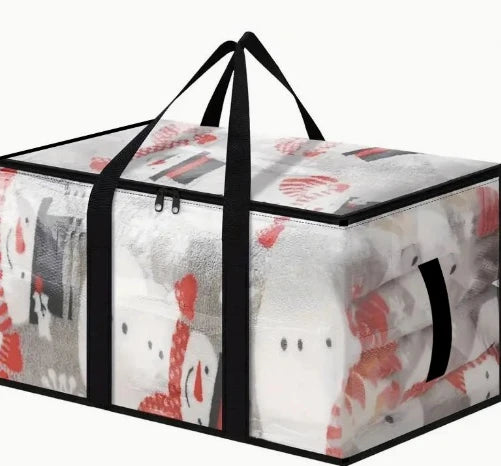 Extra-large heavy-duty moving bags with clear lids and reinforced handles featuring a white and red pattern.