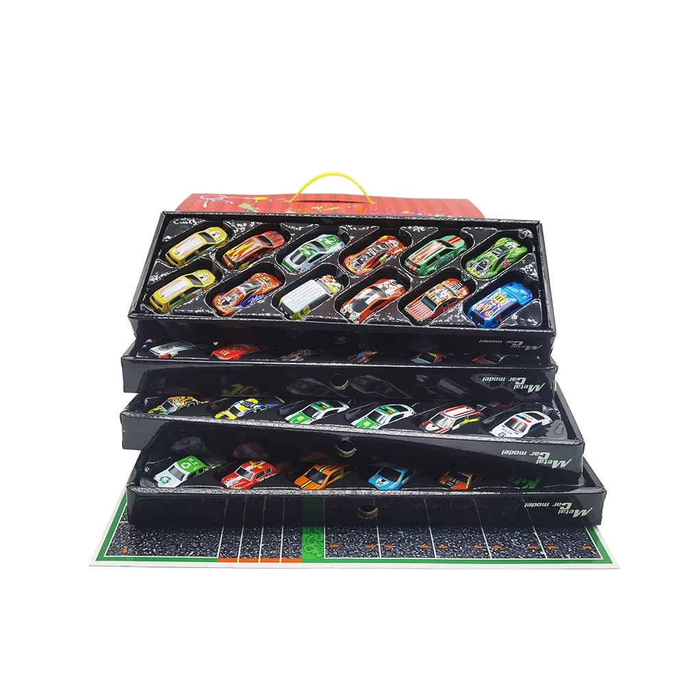 48-Piece Die-Cast Racing Car Set with Storage Case