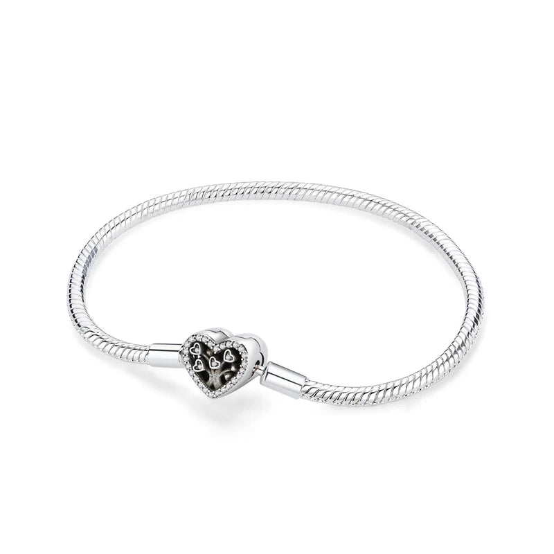 925 Sterling Silver Heart Charm Bracelet