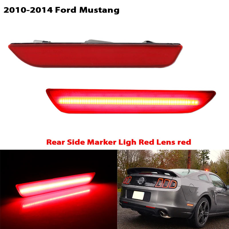 Red LED rear side marker light lens for a 2010-2014 Ford Mustang.
