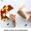 Hands are shown removing oil contamination from a refrigerator dust cover with storage pockets.