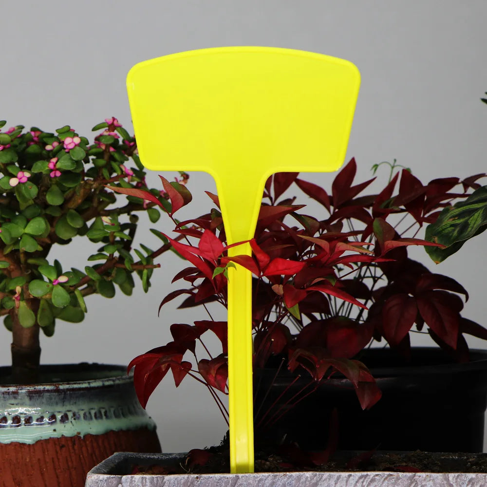 Yellow T-Type Garden Plant Labels with Stakes
