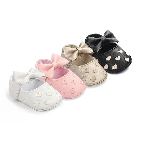 Classic Bow Baby Girl First Walker Shoes with Anti-Slip Sole