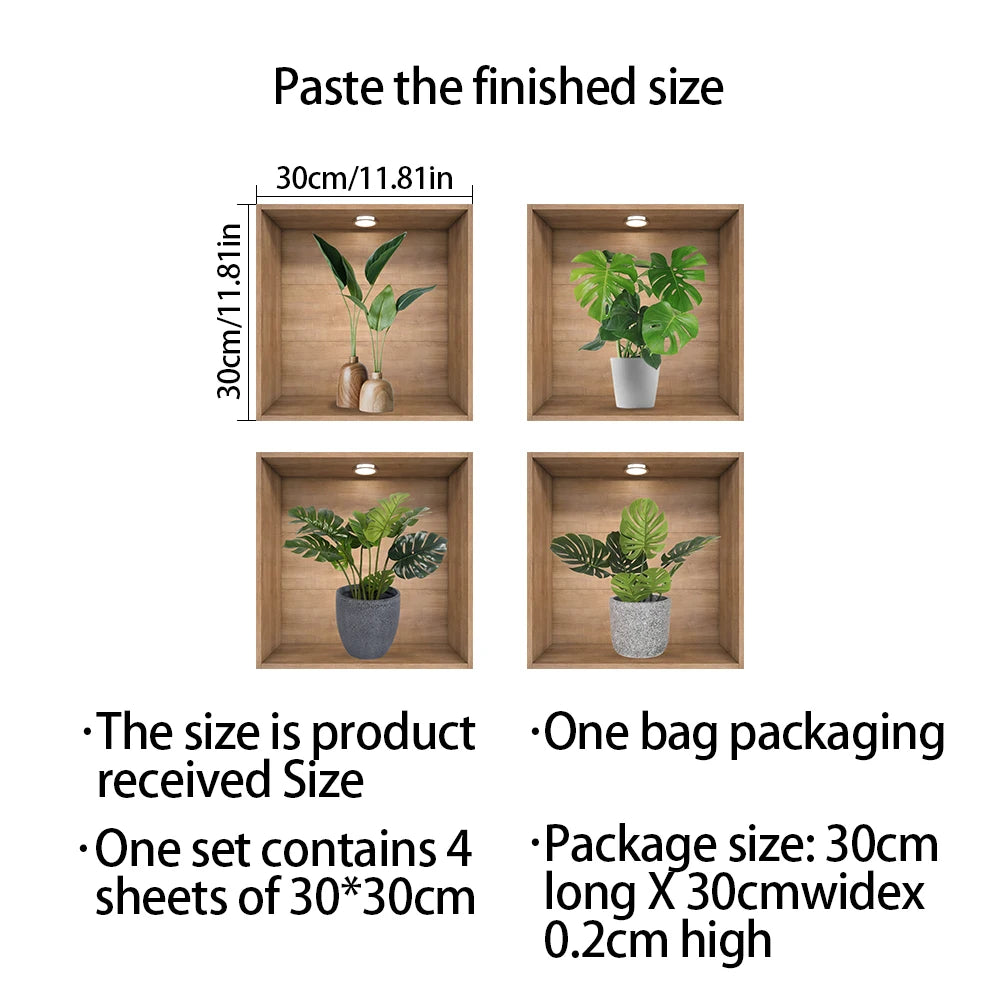 Self-Adhesive PVC Plant Wall Stickers – Waterproof & Oil-Resistant Decor for Cabinets, Tiles & More