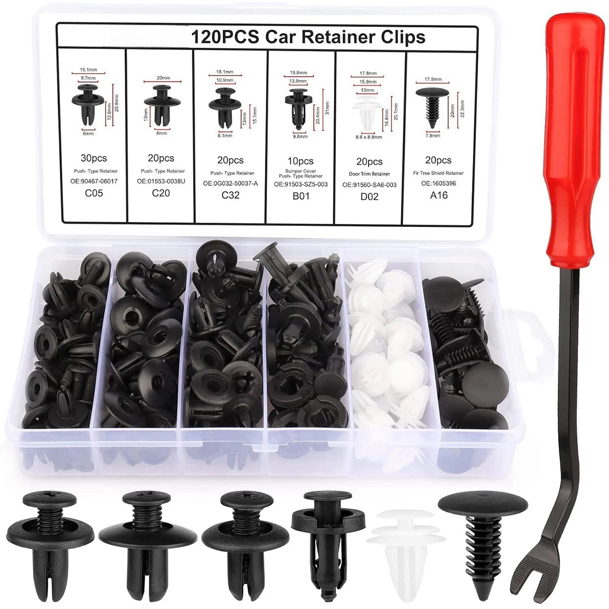 Universal Auto Fastener Clip Assortment Kit for Car Body Trim and Panels