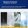 A set of waterproof tire covers designed to protect vehicles from harsh weather conditions like rain, snow, wind, and sunligh