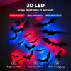 3D LED bat wall stickers showing a scary night vibe with bright backlight, party atmosphere, and photo-ready decor.