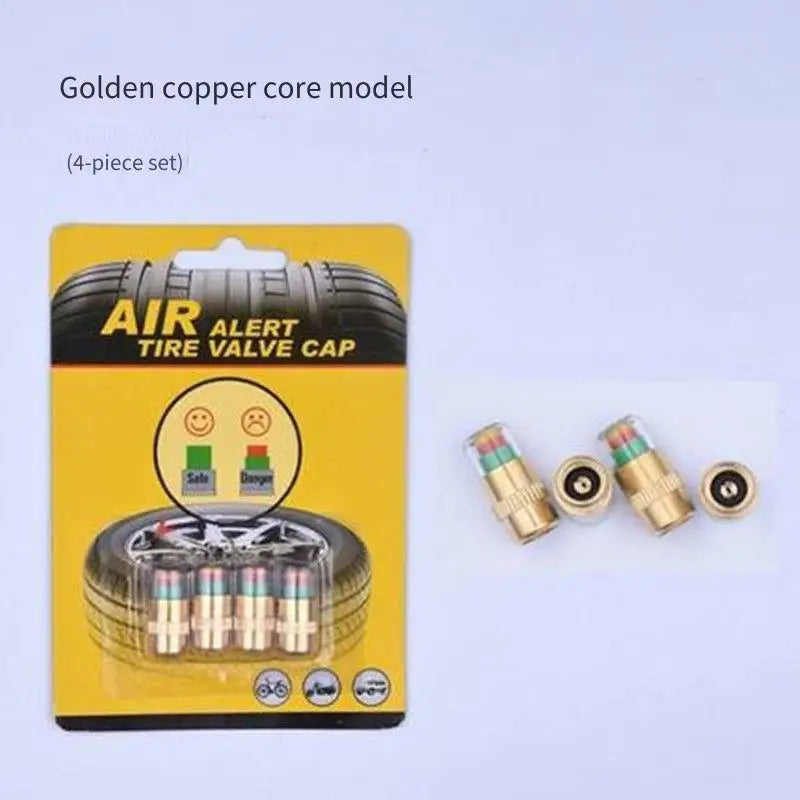 Tire Pressure Monitoring Valve Caps with Color Alert Indicators (4-Pack)