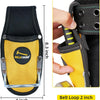 Yellow and black heavy-duty plier holster with a belt loop for work belts