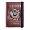 Classic PU Leather Passport Holder with US Flag Detail