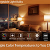 A rechargeable light bulb illuminating a bedroom, showcasing multiple color temperatures and features like USB charging and r