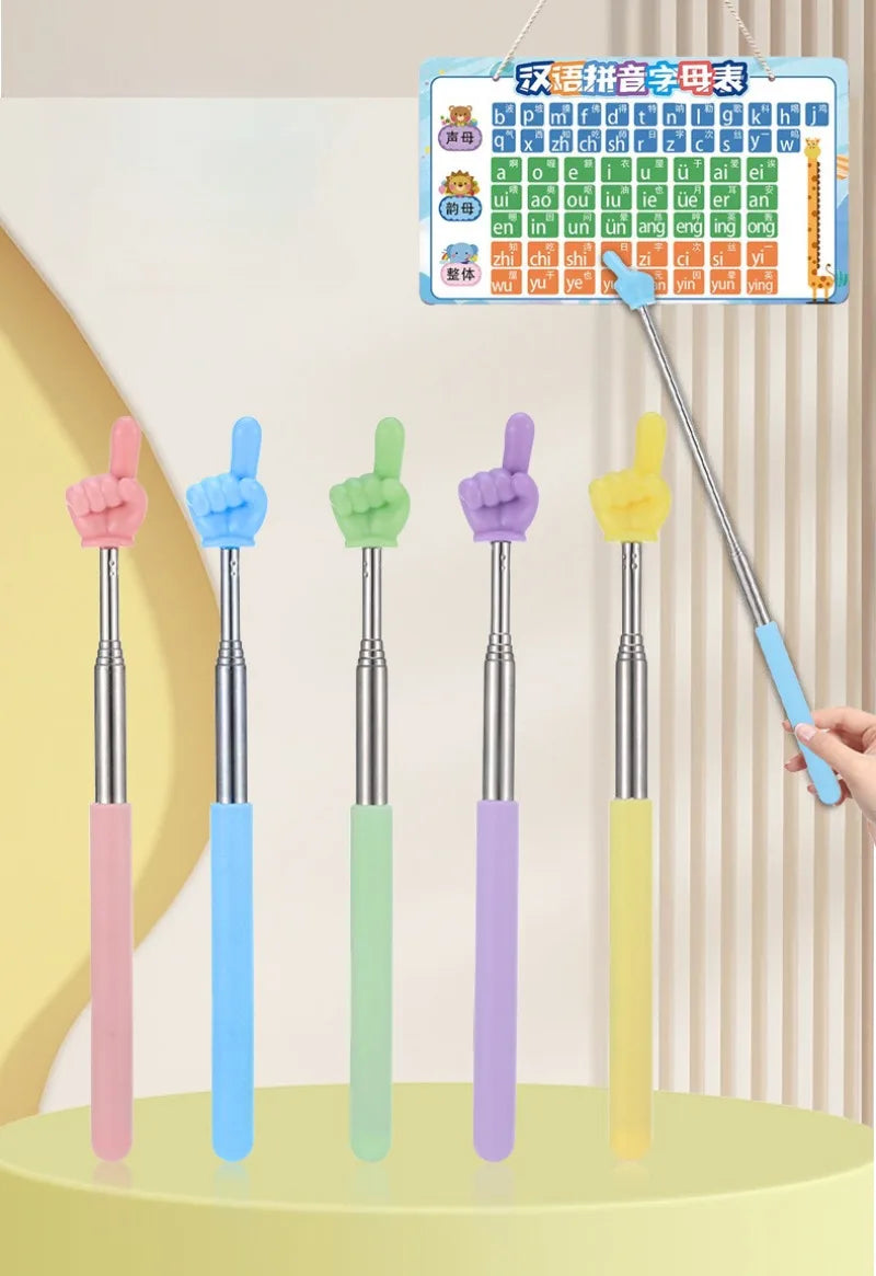 Telescopic Stainless Steel Teaching Pointer with Finger Design