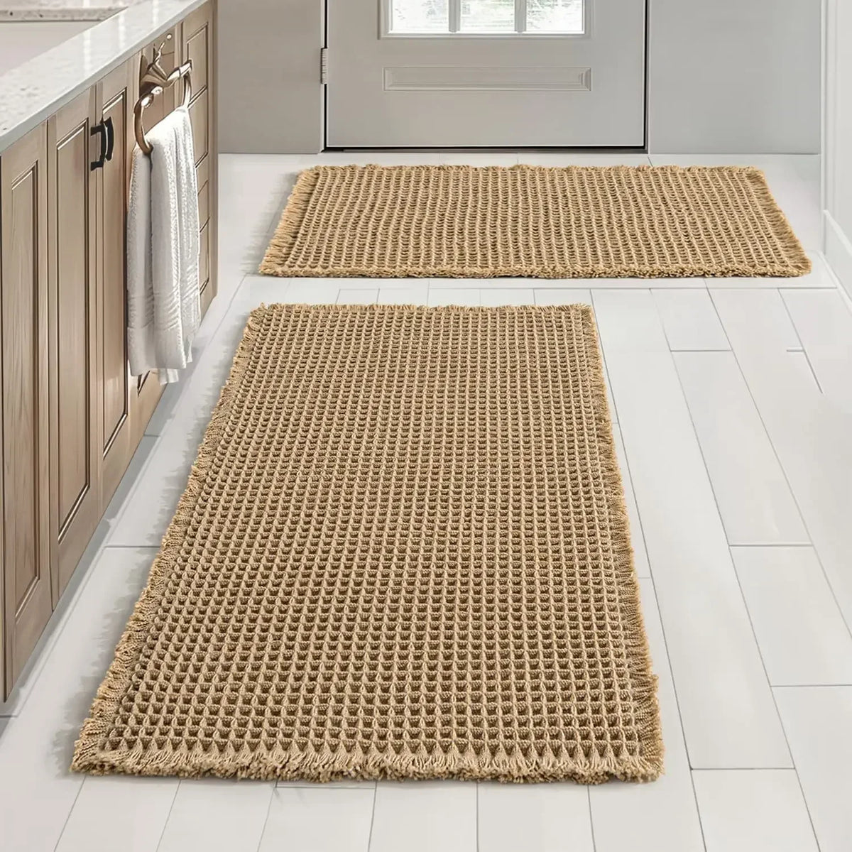 Waffle Weave Bath Mat with Non-Slip Backing