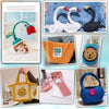 A collection of knitted and crocheted items including a cat, a bag, and a lion, made from soft polyester yarn.