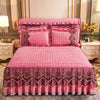 Crystal Velvet Gold Lace Bed Skirt with Anti-Slip Base