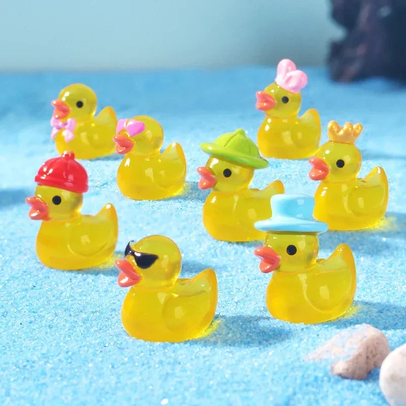 Figurinas de Pato Miniatura de Resina Luminosa