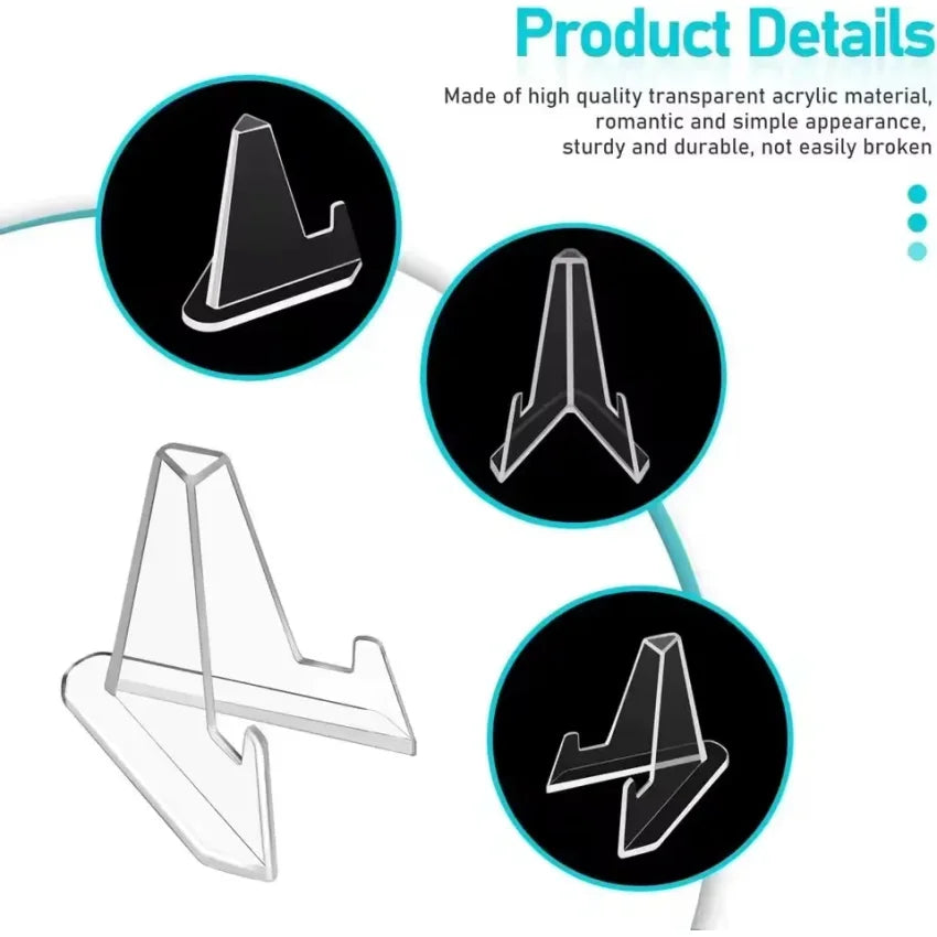 Clear Acrylic Triangle Display Stands for Cards and Small Items