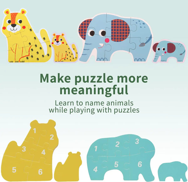 Wooden Animal Jigsaw Puzzles for Toddlers – Set of 6