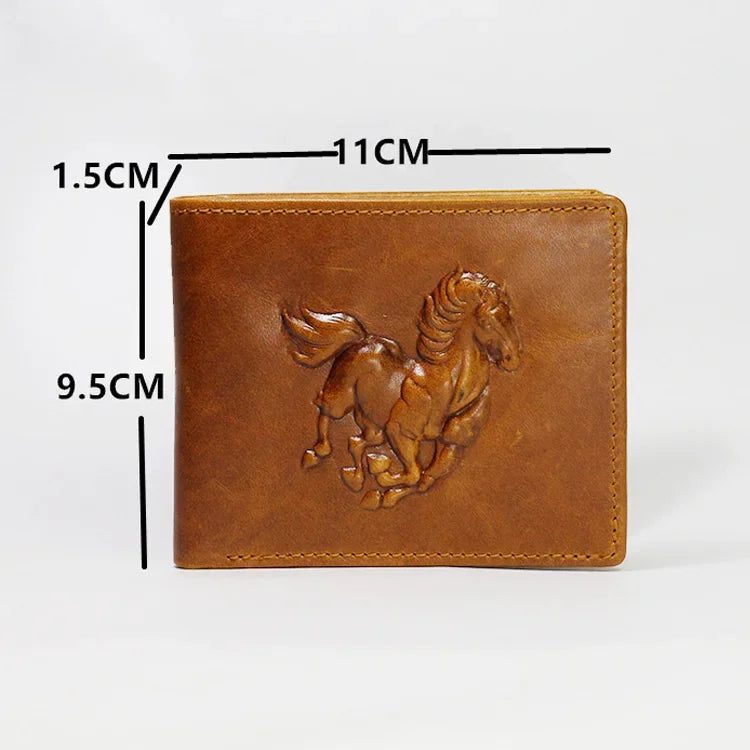Portefeuille Bifold en Cuir de Vache Embossé Vintage