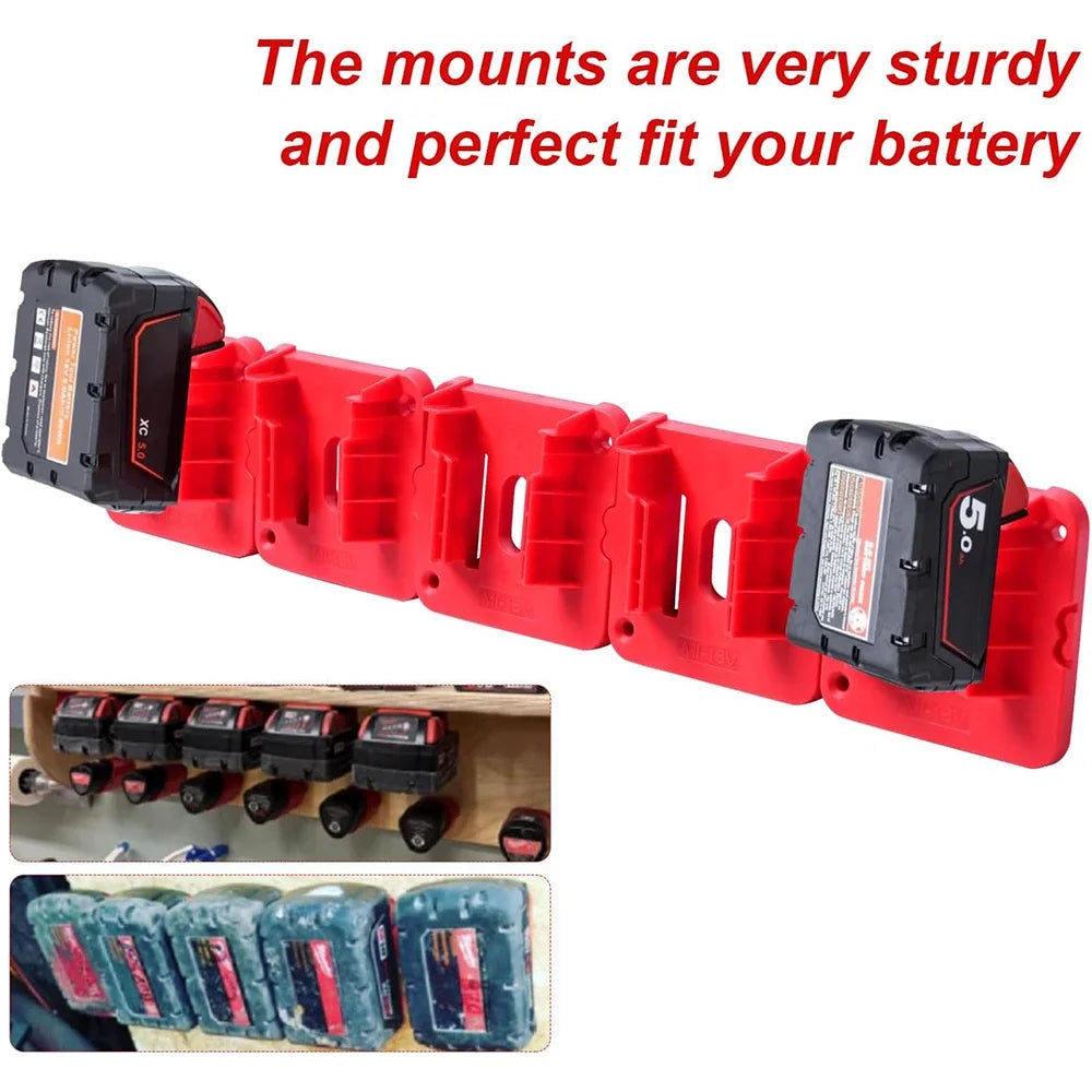 Wall-Mounted Battery Holder for Milwaukee M18 Batteries