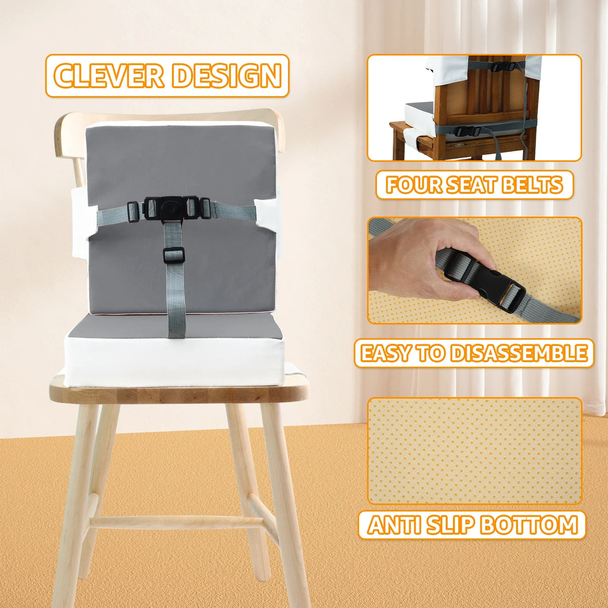 Toddler Booster Seat with Memory Foam Cushion and Safety Belts