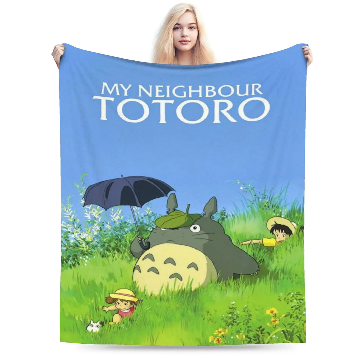 Cozy Grey Totoro-Inspired Fleece Throw Blanket